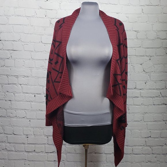 Vice Versa Sweaters - Vice Versa 3X Burgundy/Black Open Front Cardigan
